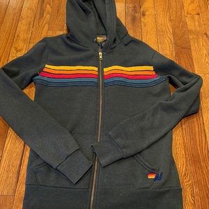 Great condition. Dark grey 5 stripe Aviator Nation hoodie